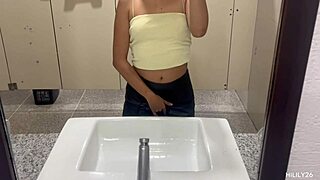 Amateur fingers miniskirt panties in risky outdoor public spot