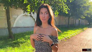 Public Upskirt Flashing Ass Plug Fishnets