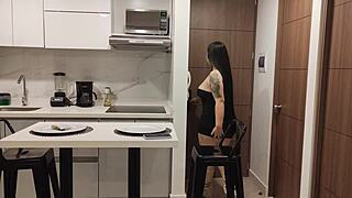 Curvy colombian babe antonella jones fucks delivery guy with big ass juicy tits cum mouth