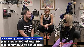 curious nurse channy crossfire spreads shaved pussy wide in hospital fetish checkup