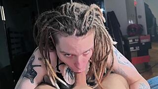 She sneaks in coat to suck dick then gets bonus rough fucks!