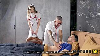😏 long-legged nurse milf rides patient cock then sucks it dry 💦