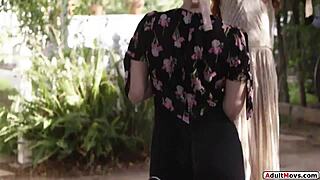 Neighbor Licks Redhead's Outdoor Pussy Hungrily