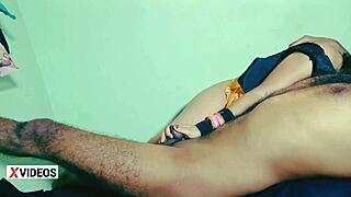 boyfriend rams his horny housewife's wet pussy deep.