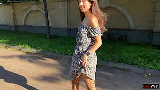 Public Upskirt Flashing Ass Plug Fishnets