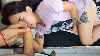 pervy stepbro fucks stepsis pink hole while laying