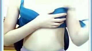 Asian amateur strips panties for softcore solo tease!