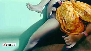 boyfriend rams his horny housewife's wet pussy deep.