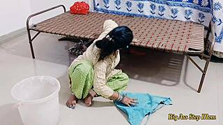 early morning maid gets bent over toilet for hard desi anal pounding