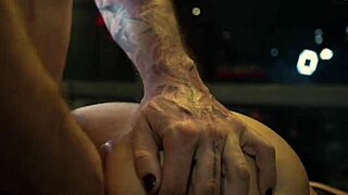 Blonde tattooed teen's fat ass and cunt stretched by muscular guy's huge thick cock rough