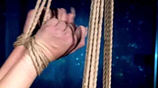 18yo binca gags deep on dick while bound tight in bdsm ropes!