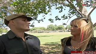 skinny blonde big tits fucks for cuckold