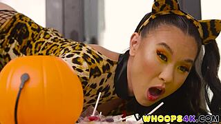 halloween treat got my shy asian teen throat fucked deep