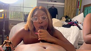 Two Throat Goat BBW Ebony Sluts Compete in Sloppy Deepthroat Contest with Boyfriends Judging