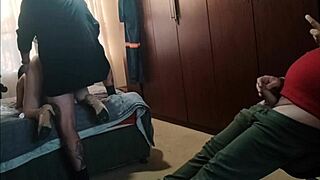 Stepdad And Friend Double Team My Dripping Pussy On Bed