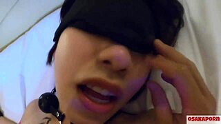 Short-haired chubby G-cup Japanese girl endures SM hell in shower with deepthroat facials