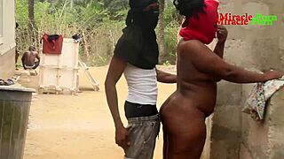 landlord's girl bathes outside then takes monster bbc doggystyle pounding hardcore