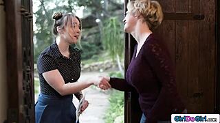 Milf roleplays facesitting teen fan licks shaved pussy and clit in lesbian oral frenzy