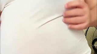 that pregnant arab milf shows off her huge milky belly and boobs on cam like a total slut