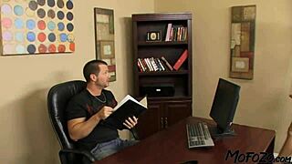 Black haired secretary saves job with sloppy facial 😈💦