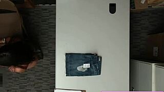 Hey thief lily, suck that monster cock punishment for shoplifting at work!