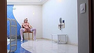 Raunchy ladyboy whacking off her huge cock wildly