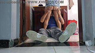 Cheating Wife in Skirt No Panties Fucks Plumber While Hubby Ignores