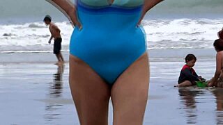 oh man, this latina beach vacation got hot... she flashes hairy pussy, masturbates, craves cock suck and fuck!