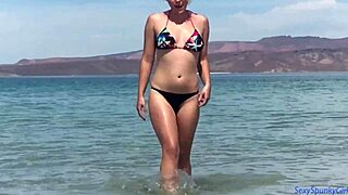 bikini blowjob on the beach? boyfriend deepthroats me till he cums all over my natural tits outdoors