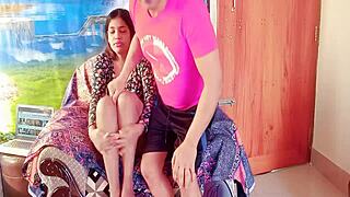 rumpa21's cute deshi girlfriend rides step cousin's cock hard on sofa?