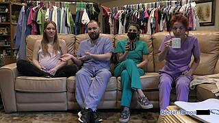 Dr Tampa Probes Nova Maverick's Shaved Pussy with Ultrasound in Hospital Latex