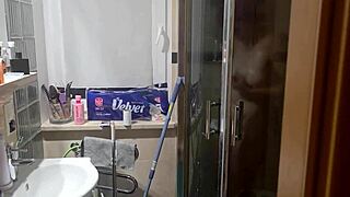 huge facial cumshot blasts her cute face after steamy shower blowjob 😍💦 she gulps it all