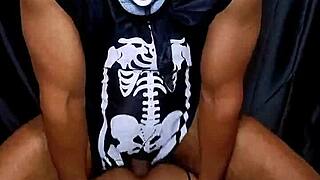 halloween party curvy slut bends for monster cock creampie after rumba