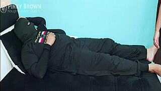 horny wife rides father-in-law's cock with shaved pussy creampie