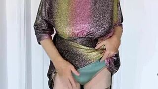 granny strips out of lingerie for titty fuck blowjob and huge cumshot blast