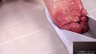 i rub lotion on her soft japanese soles moaning erotically loud