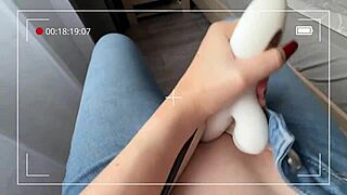 POV: Catch Stepsis Cumming Hard in Jeans with Vibrator Shaking Her Shaved Pussy!