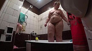 imagine spying on that big ass fat model showering unaware in the bathroom