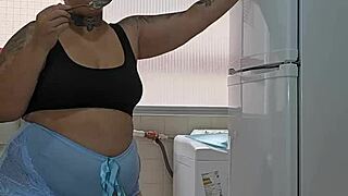 Bbws fat exhibitionist flashes juicy curves then dives mouth-first into dripping pussy after strawberry foreplay