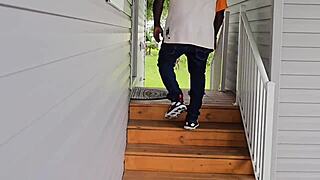 she leaves panty at door luring perverted stranger for fat pussy creampie invasion