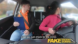 i bend over for teacher's huge cock in fake driving school pov