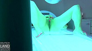 Jenni N Swallows Reinhard Ebert's Cock On Tanning Bed Fast