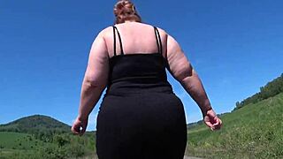 Mature BBW Struts Public Road In Nylon Heels Teasing Big Booty Fetish