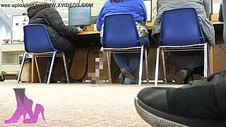 i'm obsessed with my wife's sneaky library shoeplay in nylon socks flats