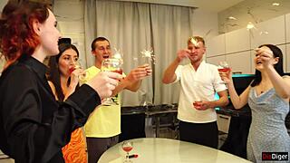 college students party hard on new years eve turning into wild group fuck fest