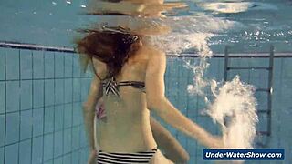 these horny czech blondes rip bikinis off each other stripping nude in pool and beach underwater fun