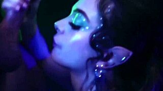 Petite Molly Little rides Lucidflix Luminati's muscular cock cowgirl!