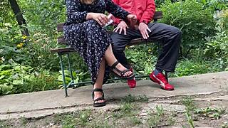 my mother-in-law's job? making me cum hard with her huge curvy milf ass and dirty handjob outdoors 😏💦😂