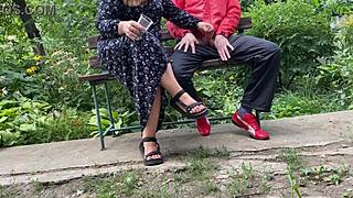 my mother-in-law's job? making me cum hard with her huge curvy milf ass and dirty handjob outdoors 😏💦😂