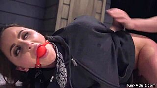 Bound spray painter GAGS on cock before ROPE FUCK explosion!